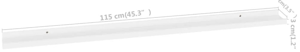 Prateleiras de parede 2 pcs 115x9x3 cm branco