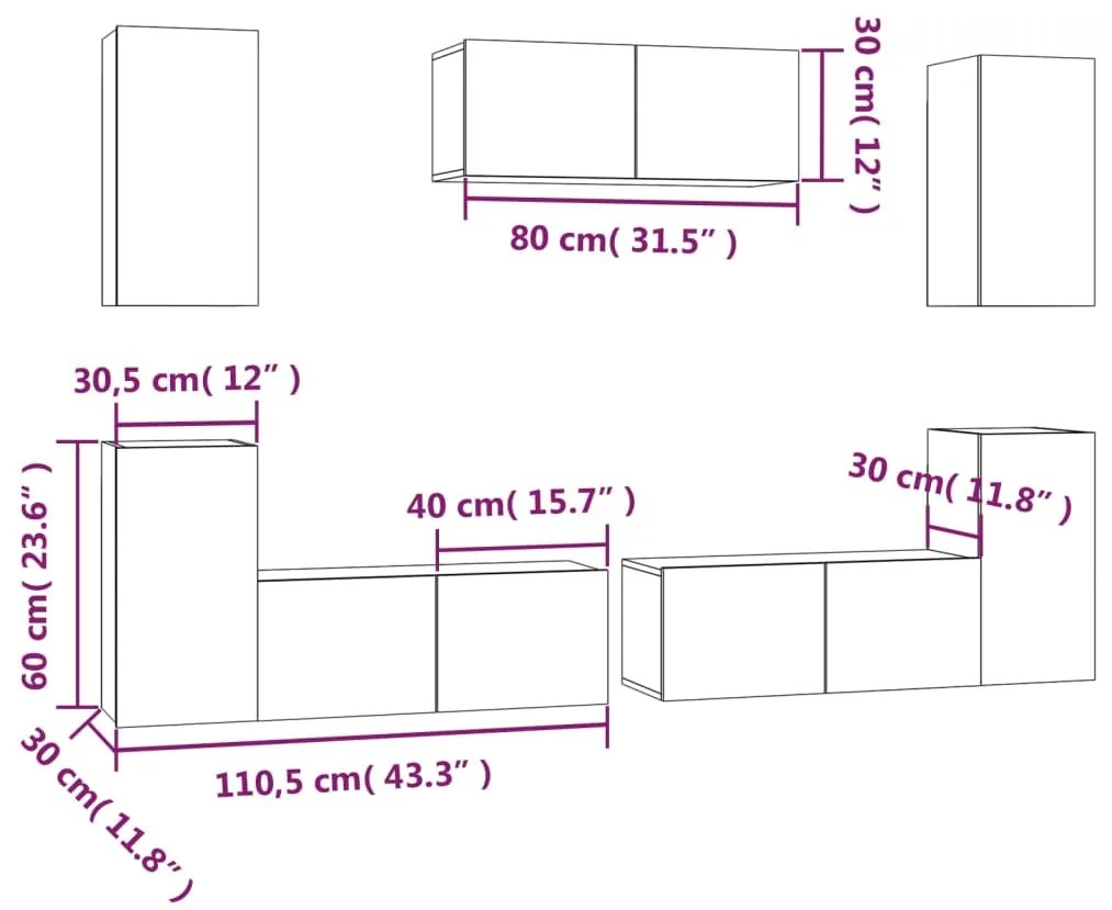 Conjunto móveis de TV 7 pcs madeira processada sonoma cinza