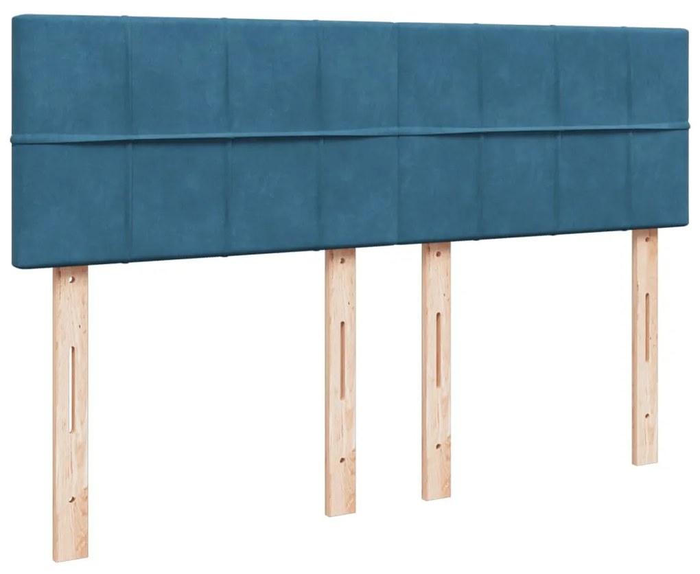 Cama boxspring com colchão 140x190 cm veludo azul