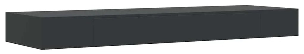 Prateleira de parede suspensa com gaveta 80x25x8 cm preto