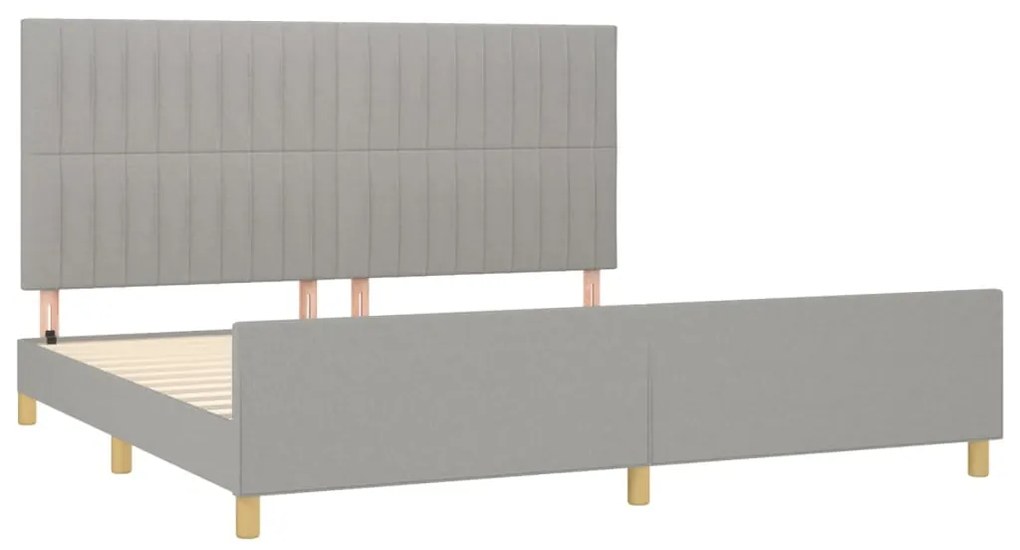 Estrutura de cama sem colchão 200x200 cm tecido cinzento-claro