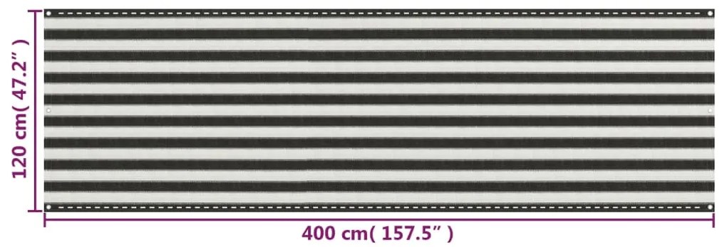 Tela varanda PEAD 120x400 cm antracite e branco