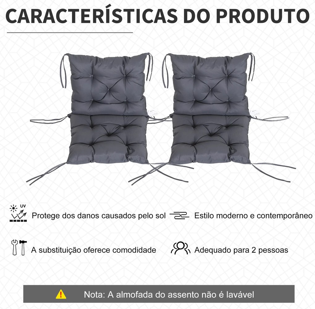 Conjunto de 2 Almofadas de Cadeira 50x98x8 cm Almofadas de Cadeira de