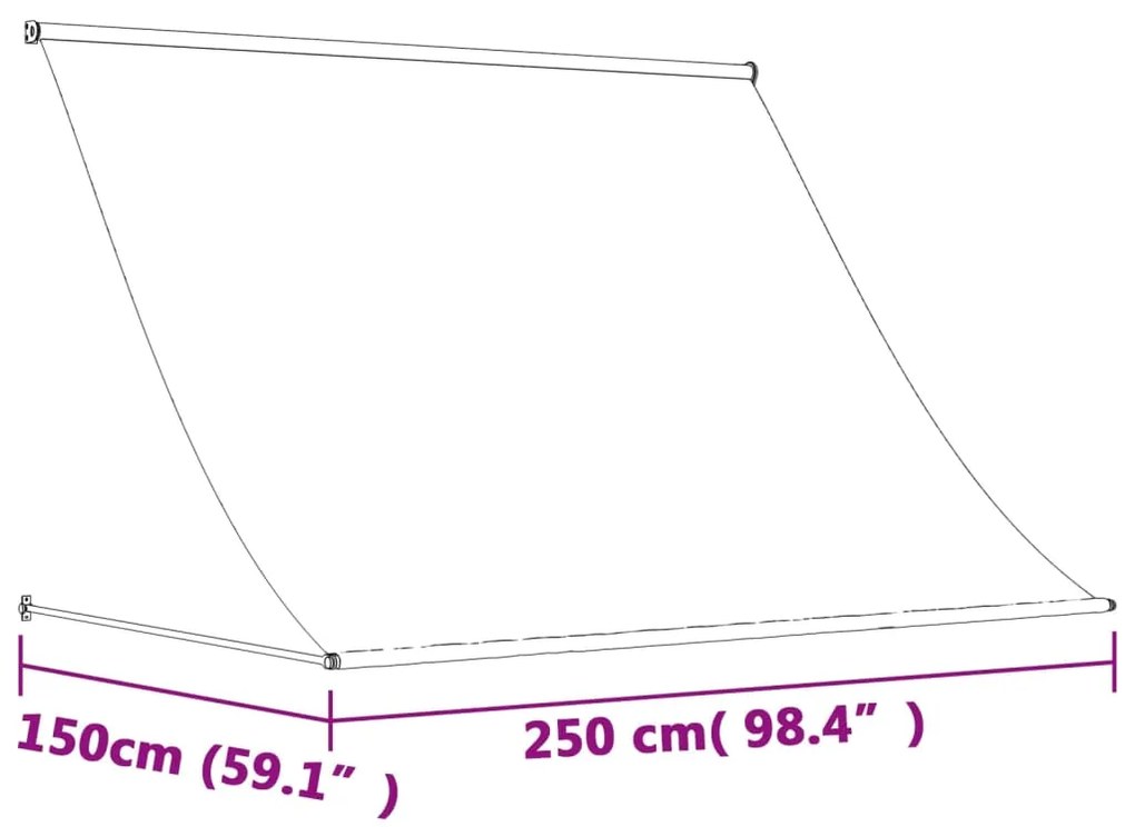 Toldo retrátil 250x150 cm tecido e aço antracite