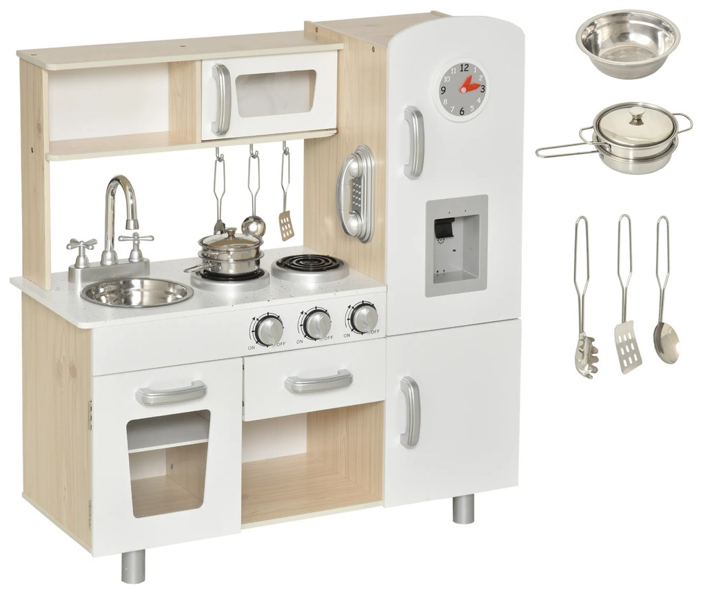 conjunto de brinquedo de cozinha para crianças acima de 3 anos inclui acessorios 77x30x82cm Branco