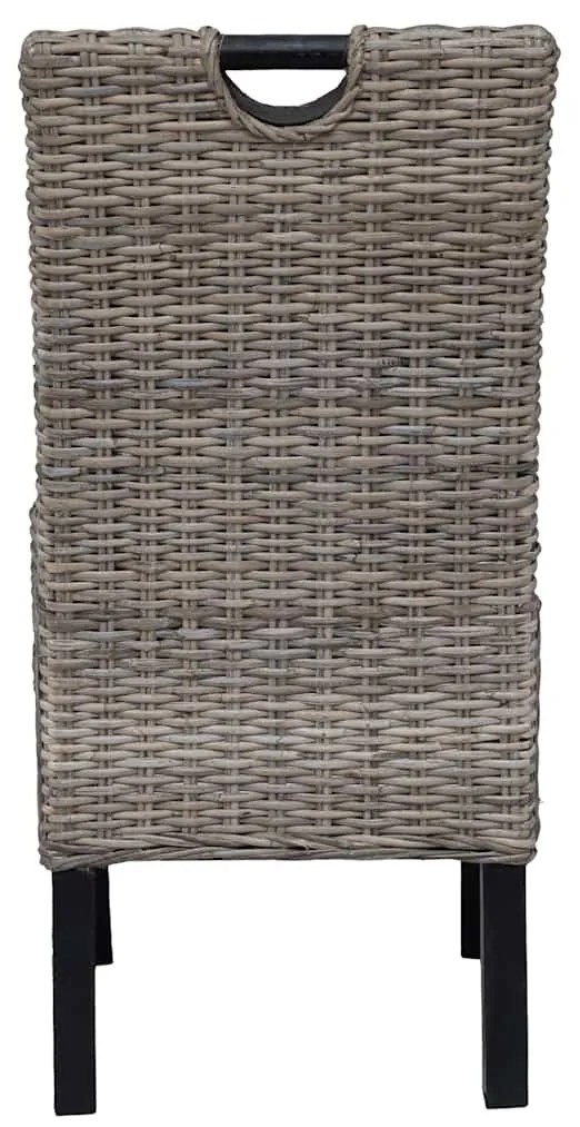 Cadeiras de jantar 4 pcs vime kubu e madeira de mangueira