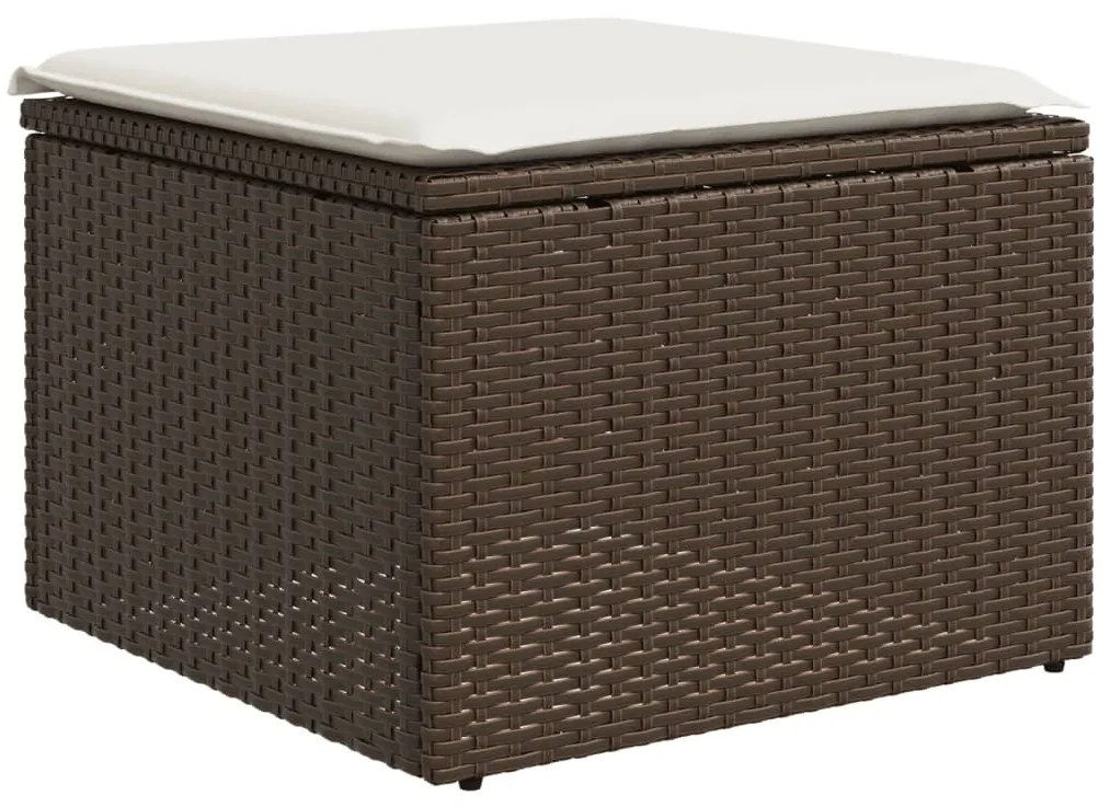 6 pcs conjunto de sofás jardim c/ almofadões vime PE castanho