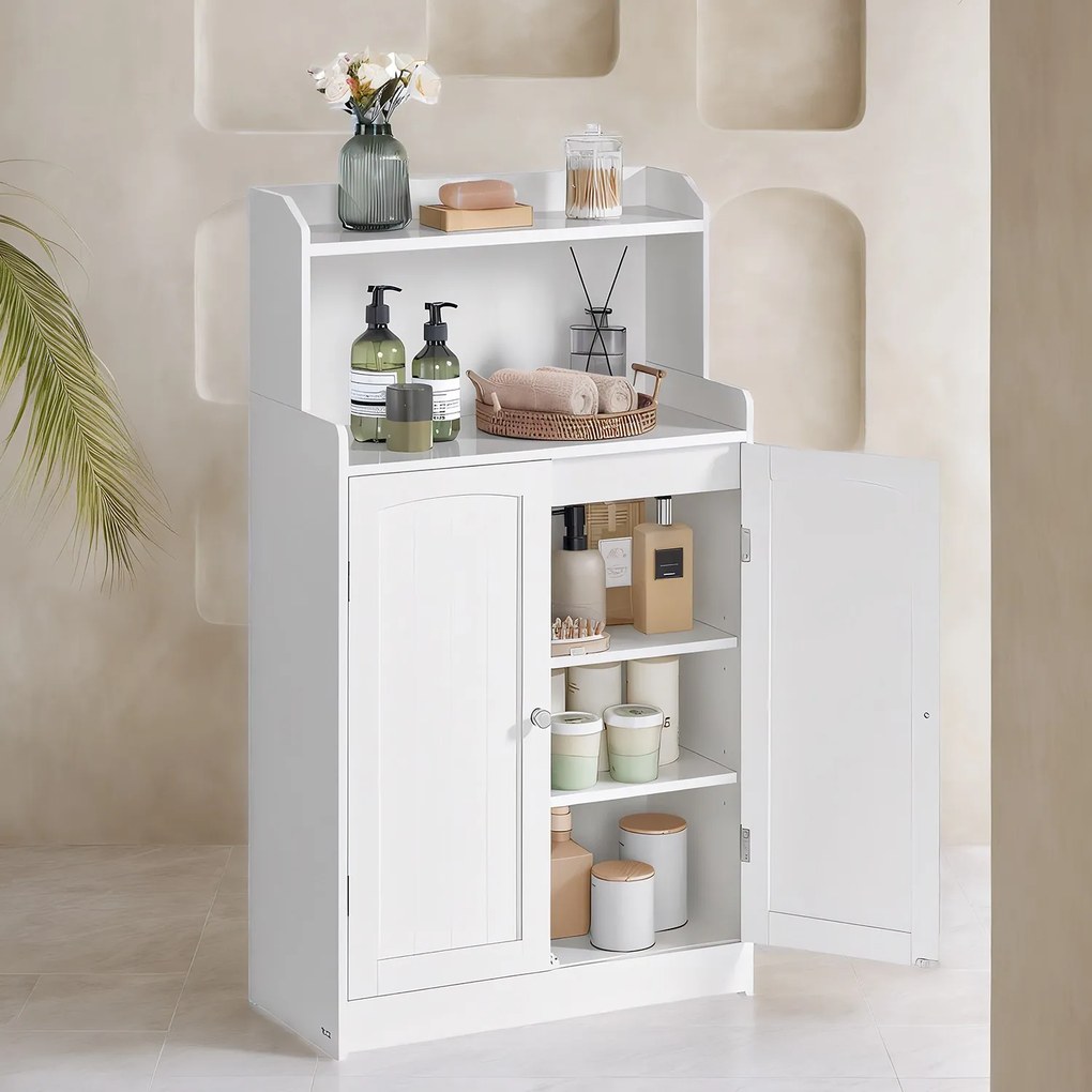 Armário de cozinha ou de casa de banho com 2 portas, 2 prateleiras ajustáveis 30 x 60 x 100 cm Branco