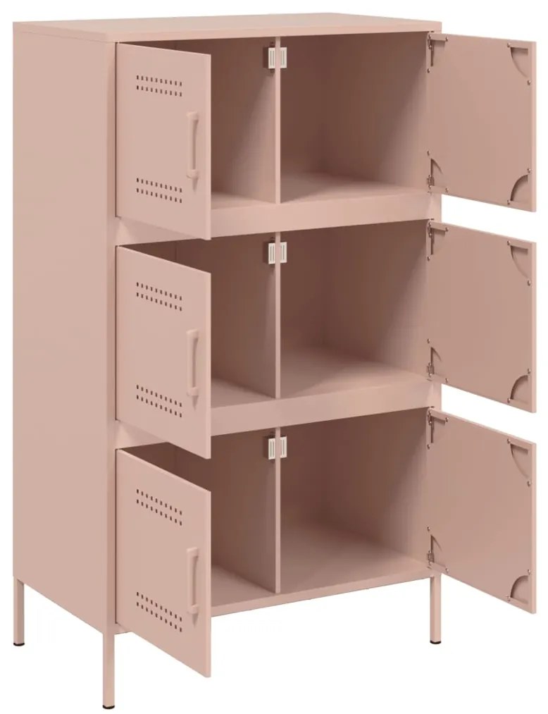 Aparador alto 68x39x113 cm aço rosa