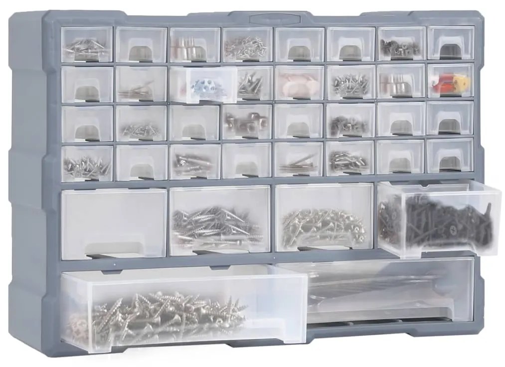 Caixa organizadora com 38 gavetas 52x16x37,5 cm