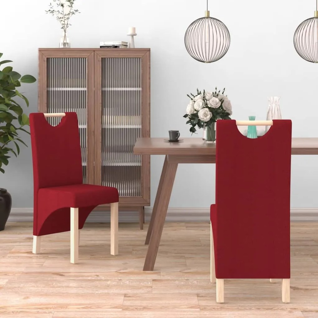 vidaXL Cadeiras de jantar 2 pcs tecido vermelho tinto