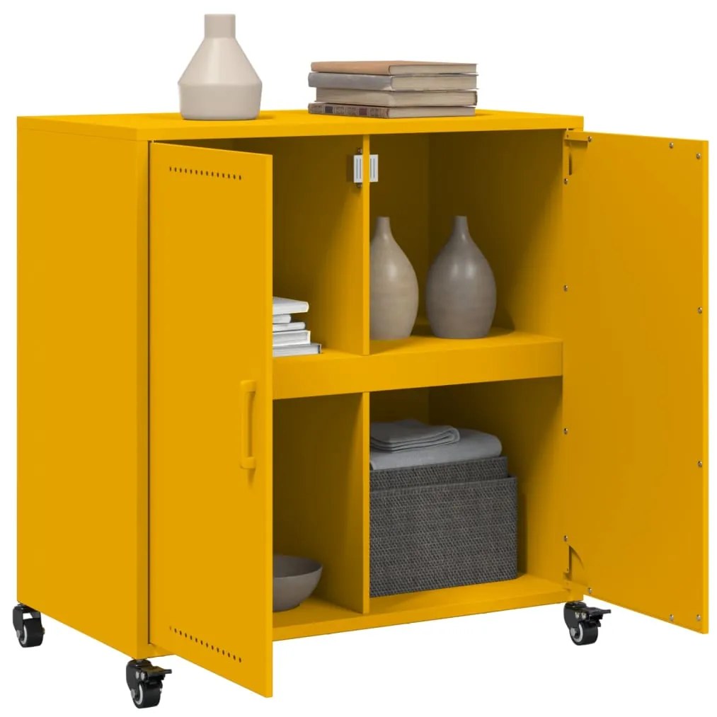 Aparador 68x39x72 cm aço amarelo mostarda