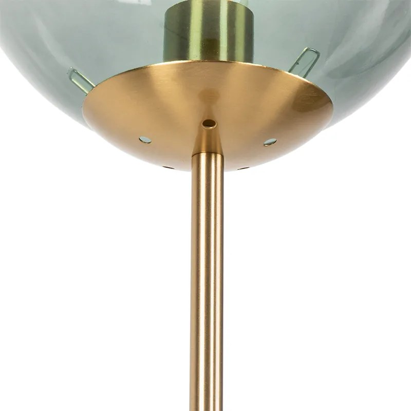 Candeeiro de pé Art Déco em latão com vidro verde - Pallon Art Deco