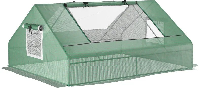 Estufa Pequena 180x140x80 cm para Cultivo com 2 Portas 2 Janelas Estrutura de Aço e Cobertura PE Anti-UV  Verde