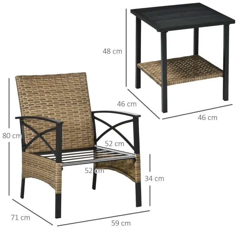 Conjunto Maximi de 2 Poltronas e 1 Mesa - Design Natura