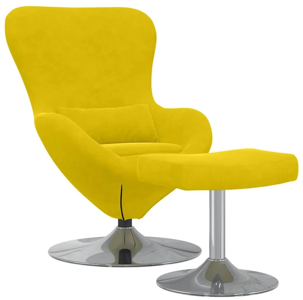 Poltrona Egg vidaXL com Puff Veludo Amarelo