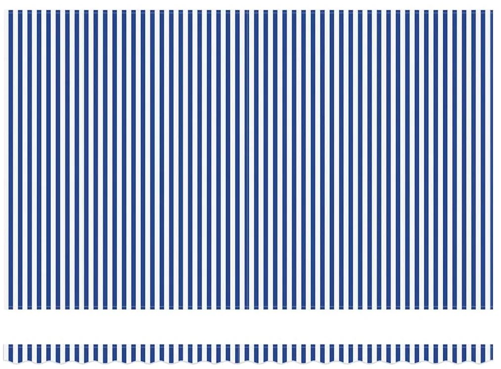 Toldo Retrátil with Manual Azul e branco 4.5 x 3 m Tecido e metal