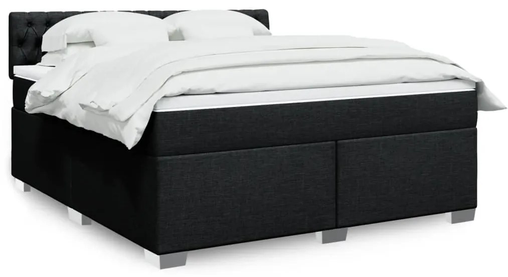 Cama com molas/colchão 180x200 cm tecido preto