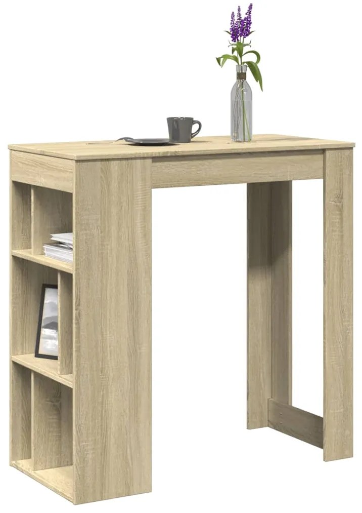 Mesa de bar c/ prateleiras derivados de madeira carvalho sonoma