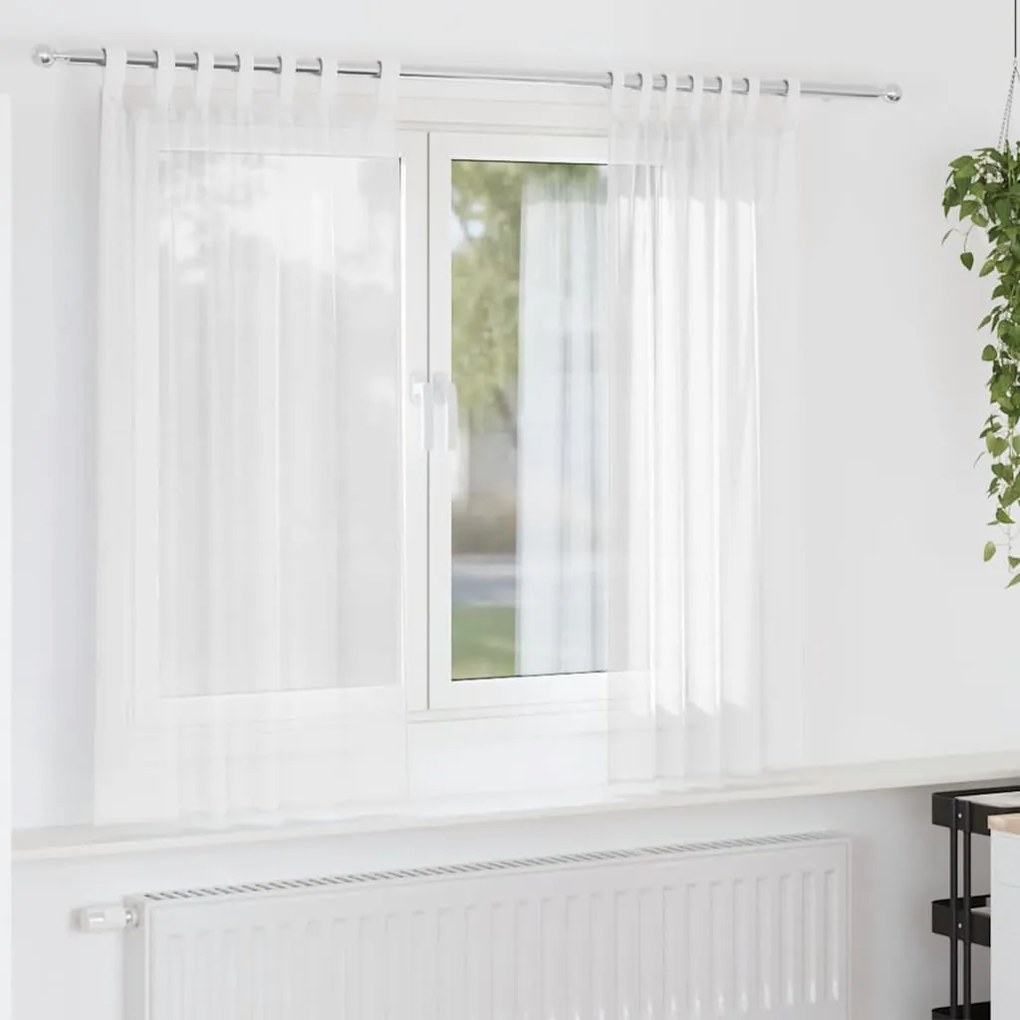 Cortinas de voile com laços 2 pcs branco 140x140 cm