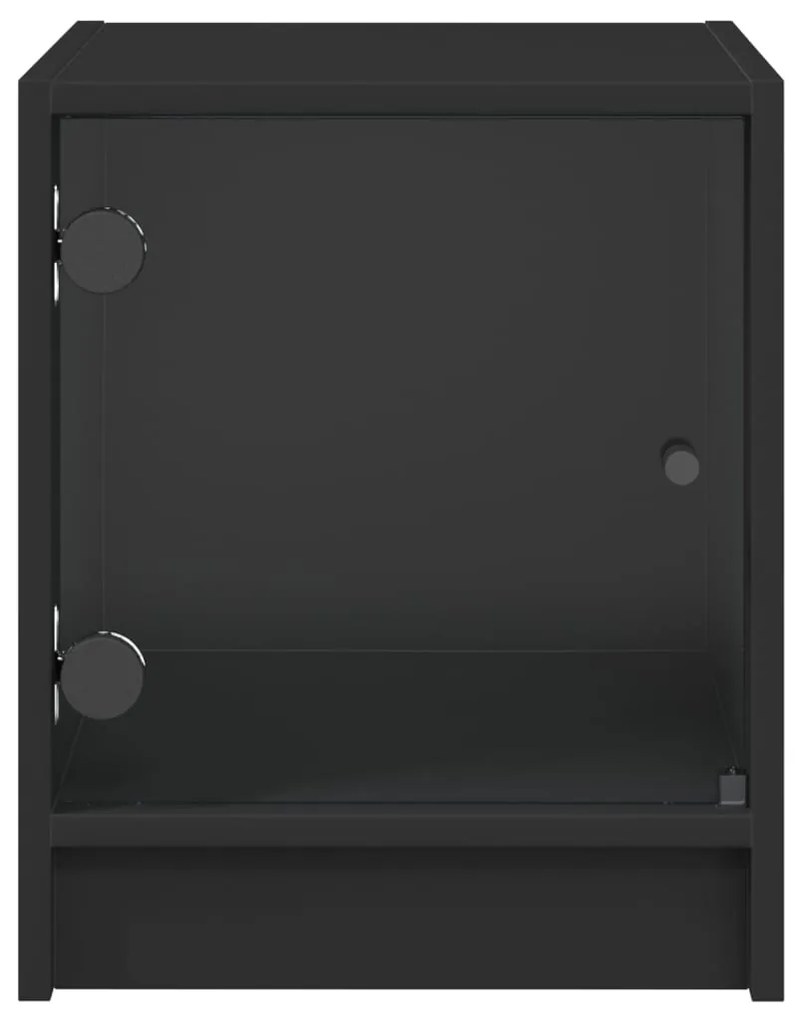 Mesas de cabeceira c/ portas de vidro 2 pcs 35x37x42 cm preto