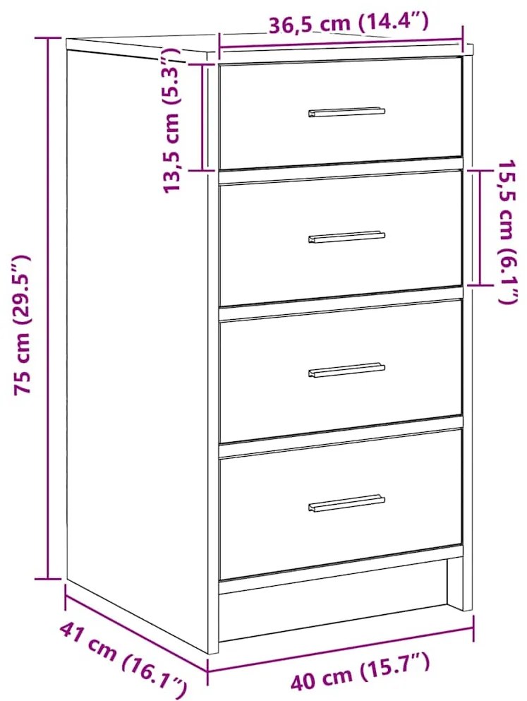 Buffet Cinzento de Concreto 40x41x75 cm Madeira Engenhada