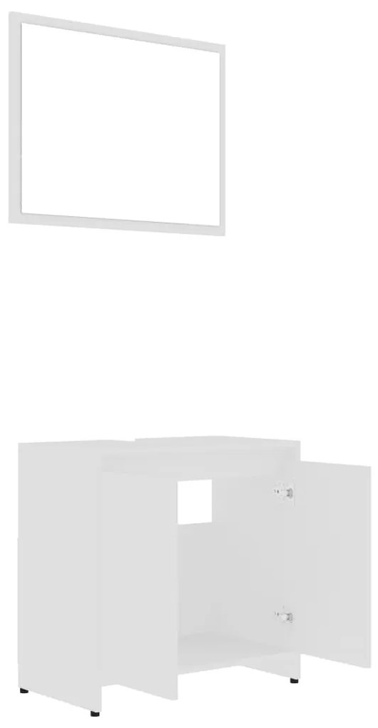 4 pcs conjunto de móveis de casa de banho contraplacado branco