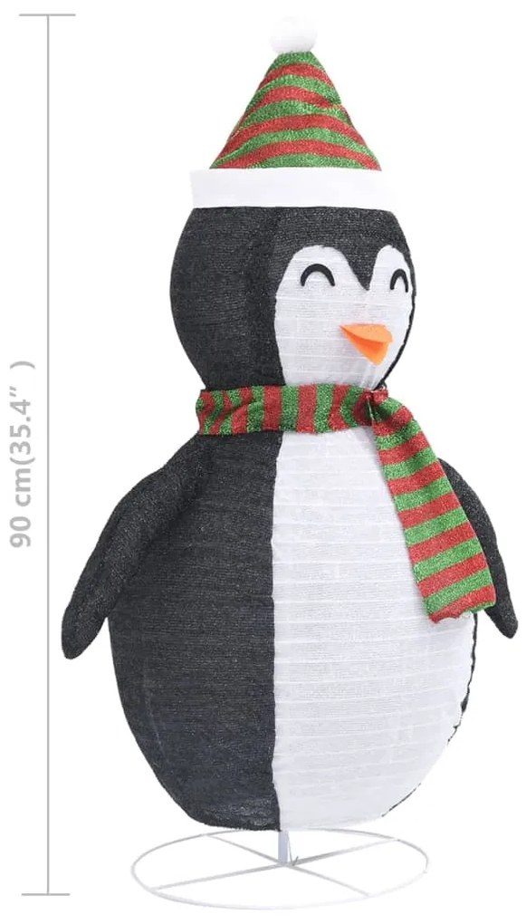 Pinguim de Natal decorativo com luzes LED tecido de luxo 90 cm