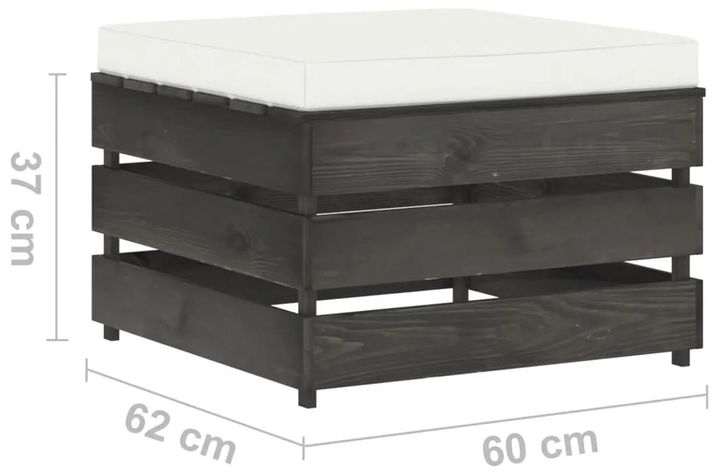 2 pcs conj. lounge jardim + almofadões madeira impreg. cinzento