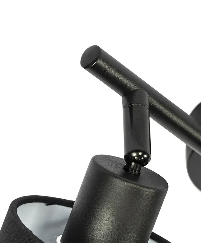 Foco de teto preto com abajur preto 2 luzes ajustáveis - Hetta