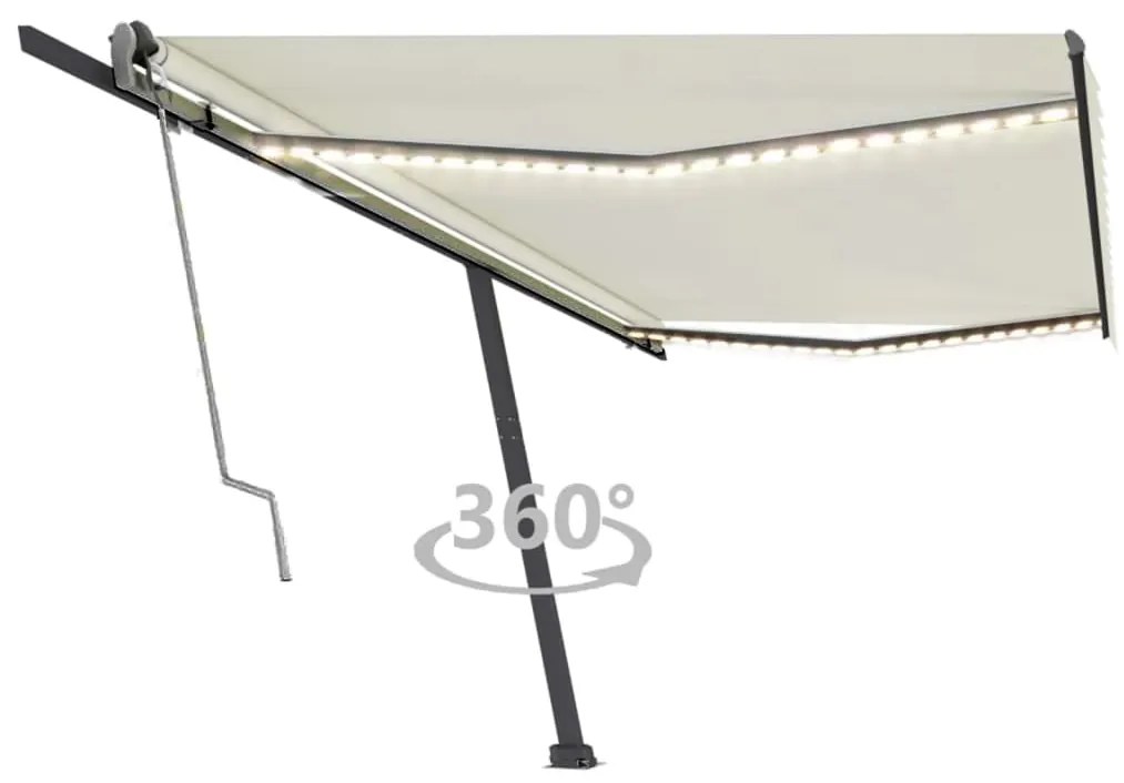 Toldo automático com LED e sensor de vento 500x300 cm cor creme