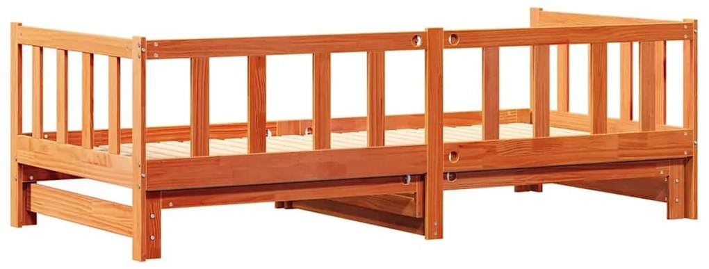 Cama de Dia Retrátil sem Colchão Castanho 2x(90x190) cm