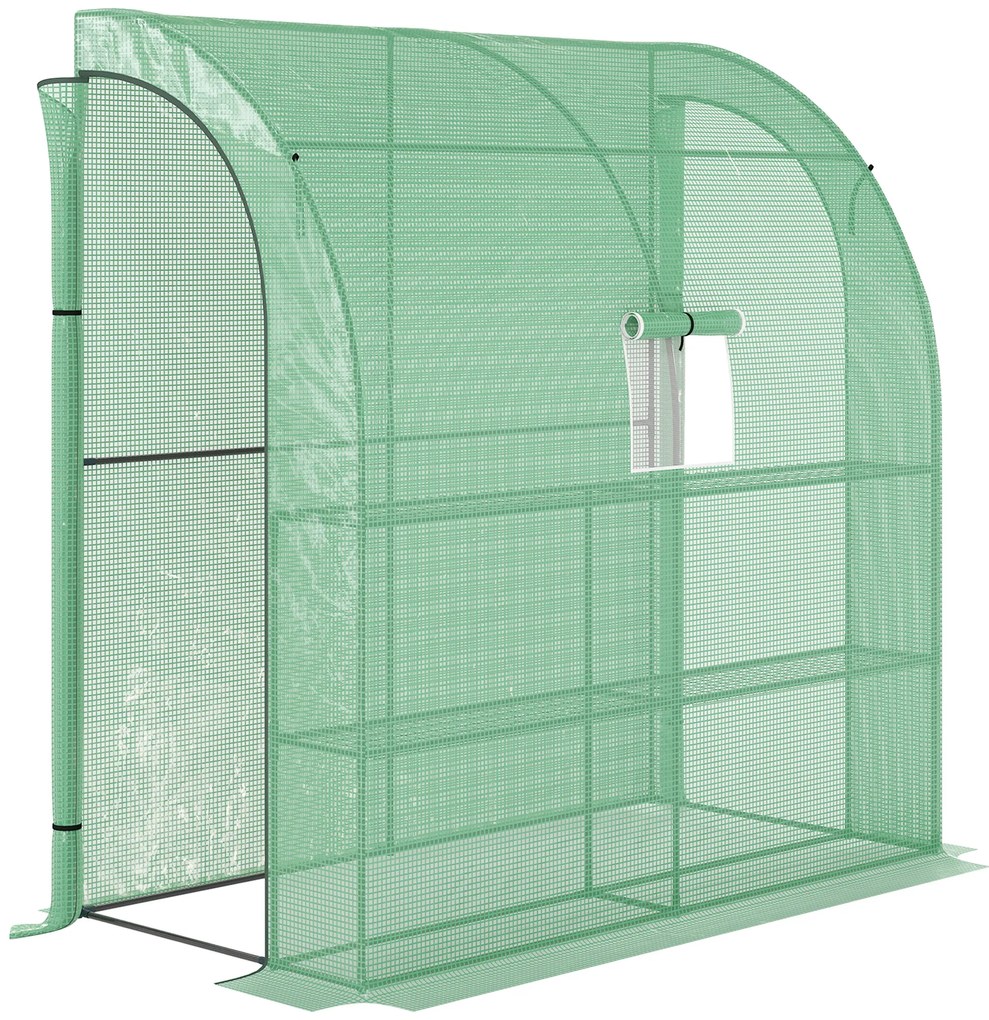 Outsunny Estufa Pequena Estufa de Exterior com Janelas Prateleiras de 3 Níveis Estufa para Cultivo de Plantas Flores 200x100x215 cm Verde | Aosom Portugal