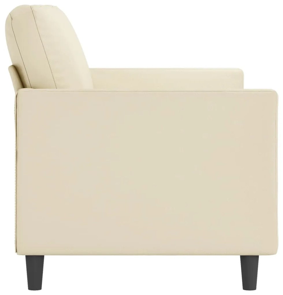 Sofá de 3 lugares 180 cm couro artificial cor creme