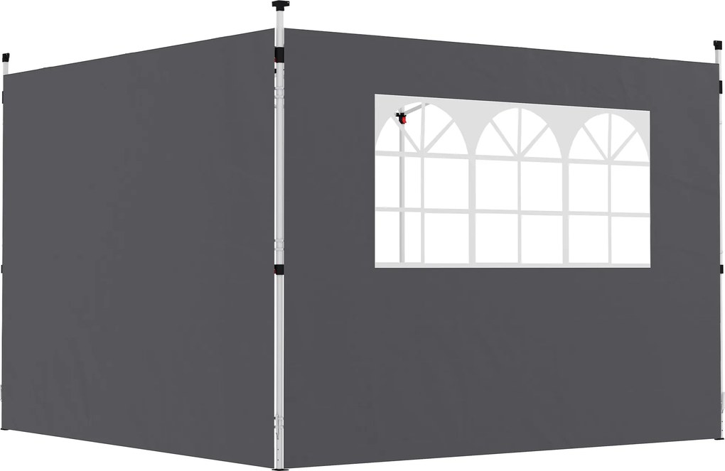 Outsunny Paredes Laterais para Tenda de 295x200 cm 2 Painéis de Tecido Oxford de 300x200 cm com Janela para Festas Cinzento Escuro | Aosom Portugal
