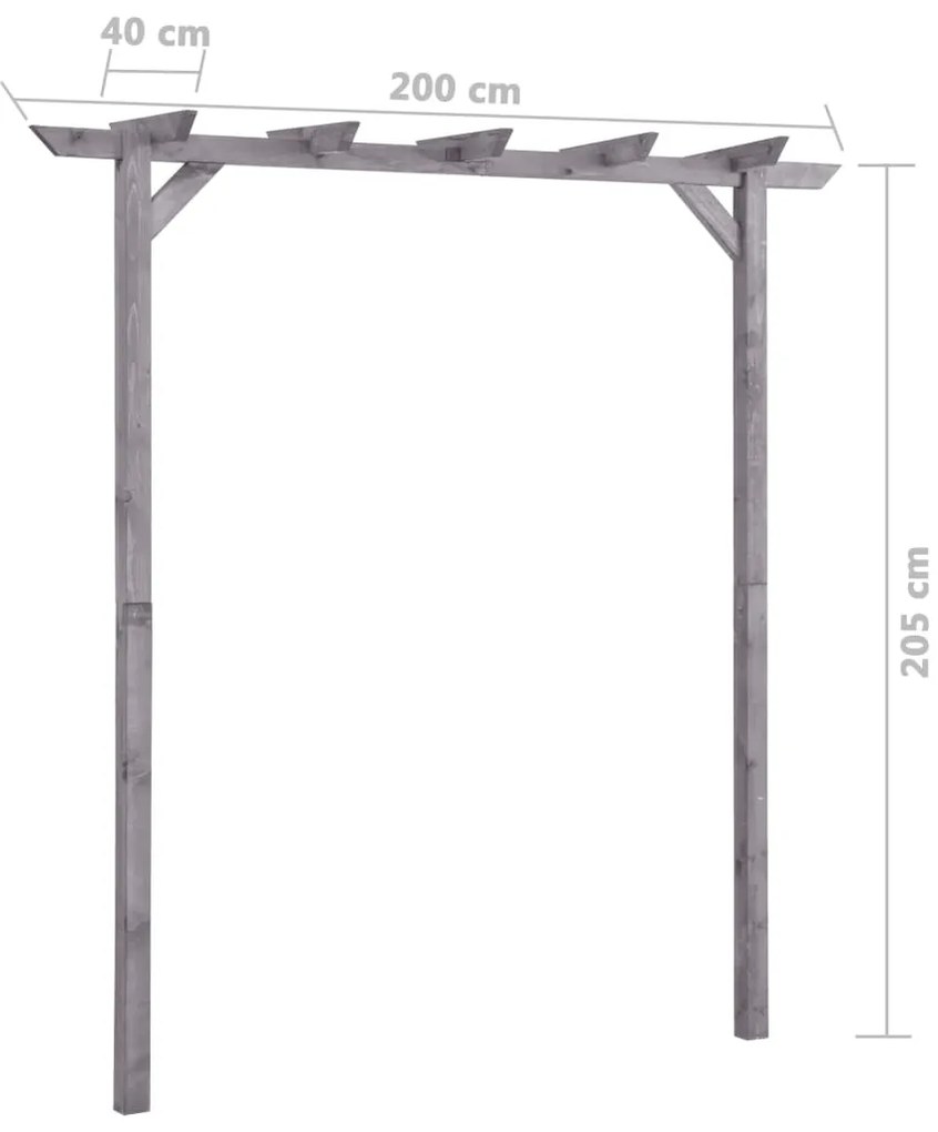 Pérgola de jardim 200x40x205 cm pinho impregnado cinzento