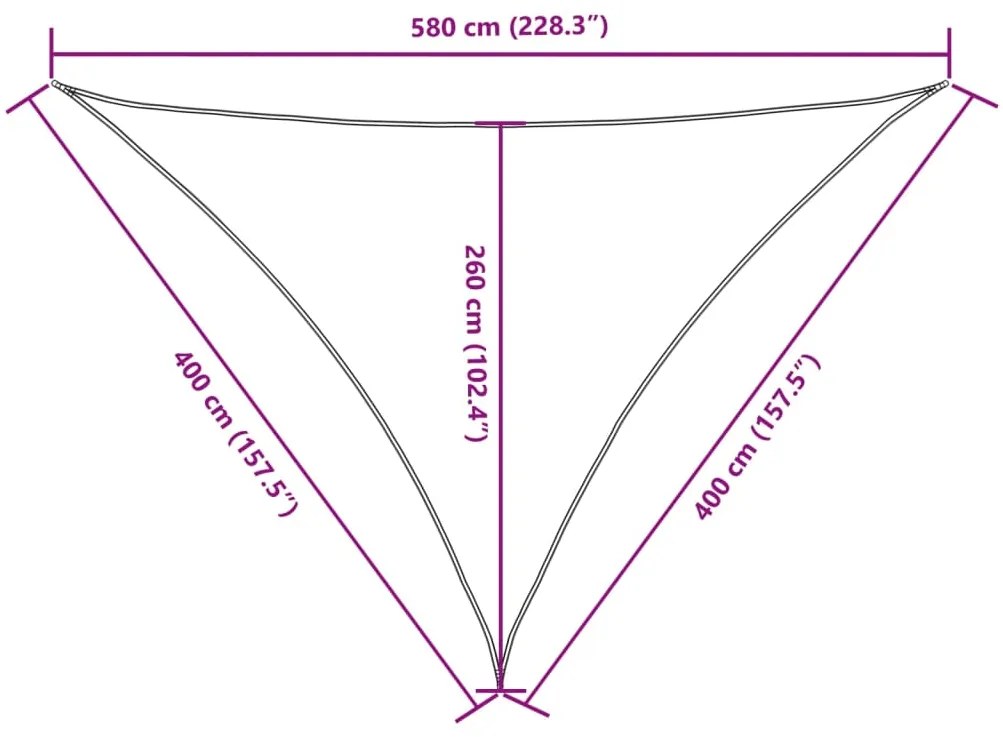 Para-sol estilo vela tecido oxford triangular 4x4x5,8 m bege