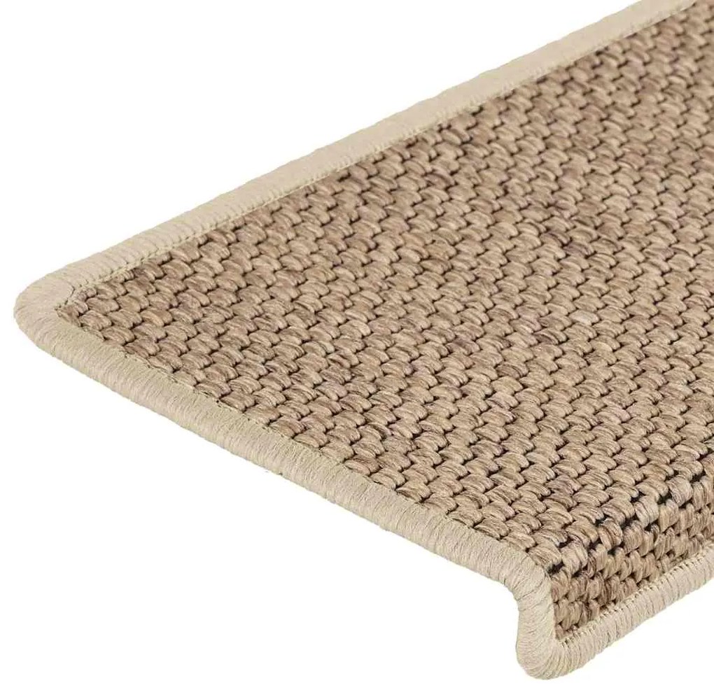 Tapetes escada adesivos aspeto sisal 15pcs 65x21x4cm cor areia