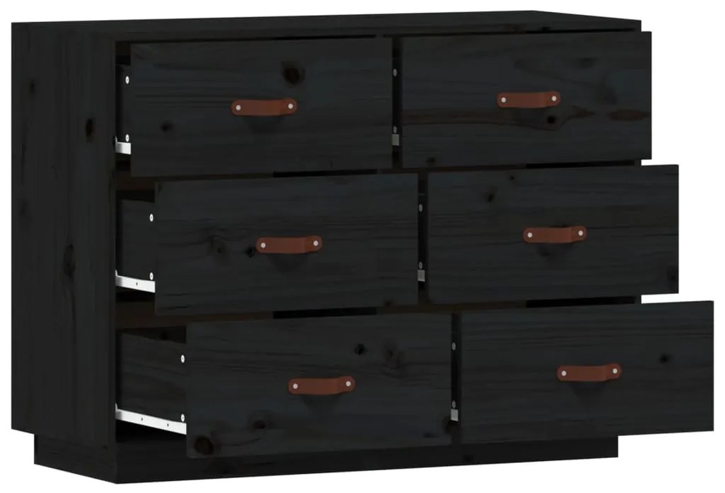 Aparador 100x40x75 cm madeira de pinho maciça preto