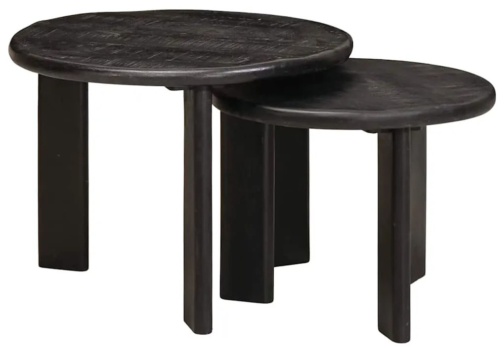 vidaXL Mesas de Café Empilháveis 2 pcs Branco Madeira de manga maciça