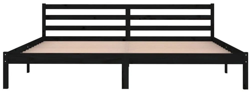 Estrutura de cama 200x200 cm pinho maciço preto