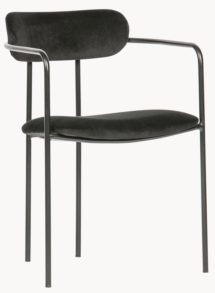 Cadeiras de jantar em veludo empilháveis Elvy, conjunto de 2