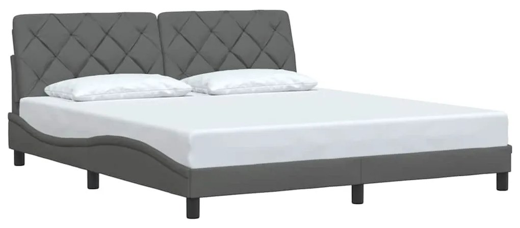 Estrutura de cama sem colchão 180x200 cm tecido cinzento-escuro