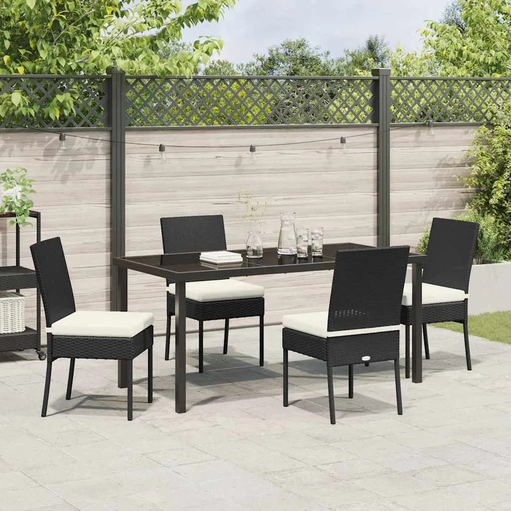 Conjunto de Jantar para Jardim com 5 Peças em Rattan Sintético Preto.