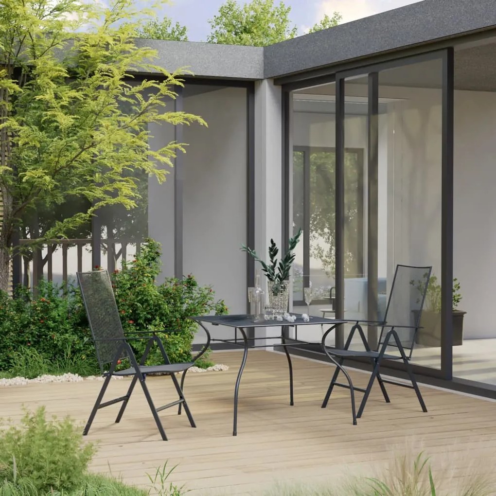 vidaXL 3 pcs conjunto de jantar para jardim aço antracite