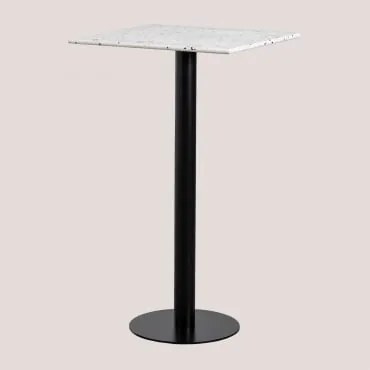 Mesa Alta De Bar Quadrada 60x60 Cm Em Terraço Dolce Terrazzo Marfim - Preto - Sklum