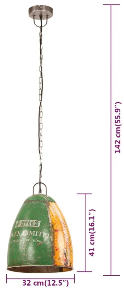 Candeeiro suspenso industrial redondo 25W 32 cm E27 multicor