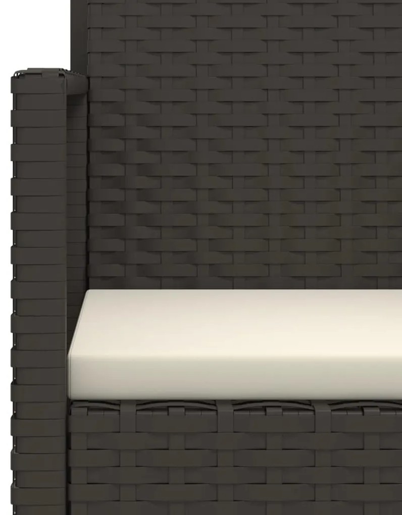 3 pcs conjunto sofás de exterior com almofadões vime PE preto