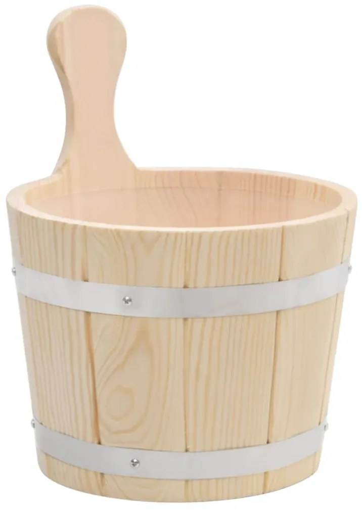 Conjunto de balde e concha de sauna madeira de pinho maciça