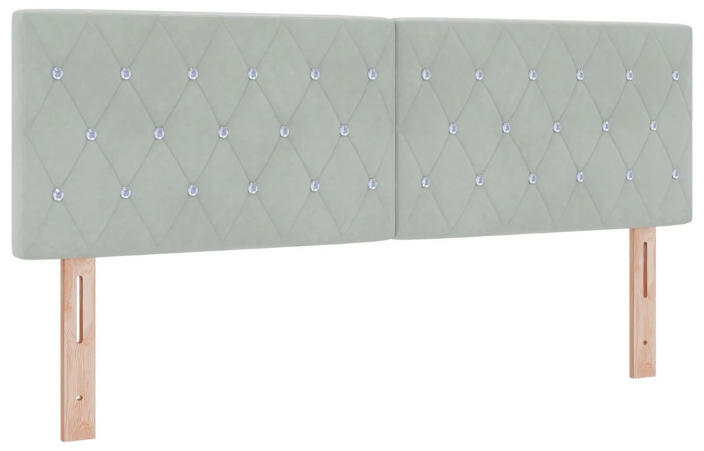 Cama Box Spring com Colchão VidaXL Cinza Claro 160x200 cm Veludo
